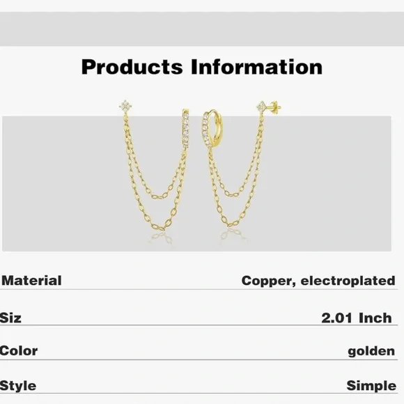 925 Sterling Silver Gold Plated Earrings - Picture 4 of 4